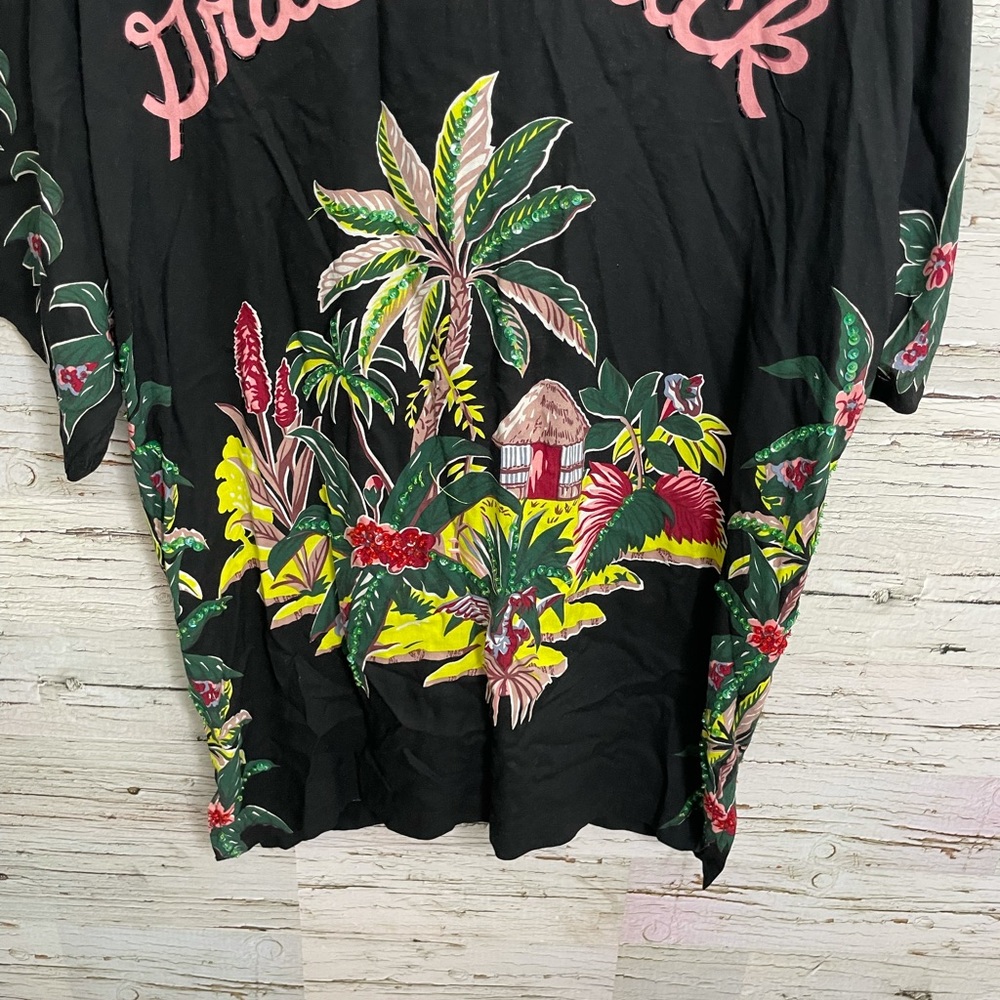 Surya black vintage button down top shirt floral - Picture 13 of 14